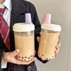500/850Ml Water Bottles Juice Milk Plastic Cup With Lid Straw Bubble Tea Coffee Cups Transparent Large Capacity Drinkware