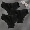 FINETOO 3Pcs Cotton Lace Patchwork Bikini Panties Women Seamless Floral Print Brazilian Pants Low Waist Breathable Female Sexy Lingerie