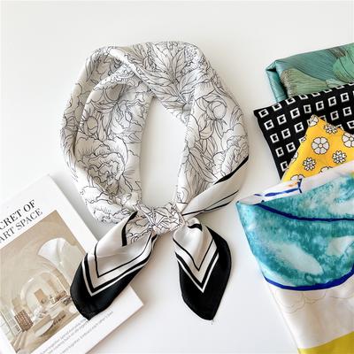 Sciarpa decorativa alla moda Fascia per capelli Cravatta per capelli 70 Piccola sciarpa quadrata Sciarpa di seta Donna Primavera e autunno Versatile Piccola sciarpa Sciarpa professionale