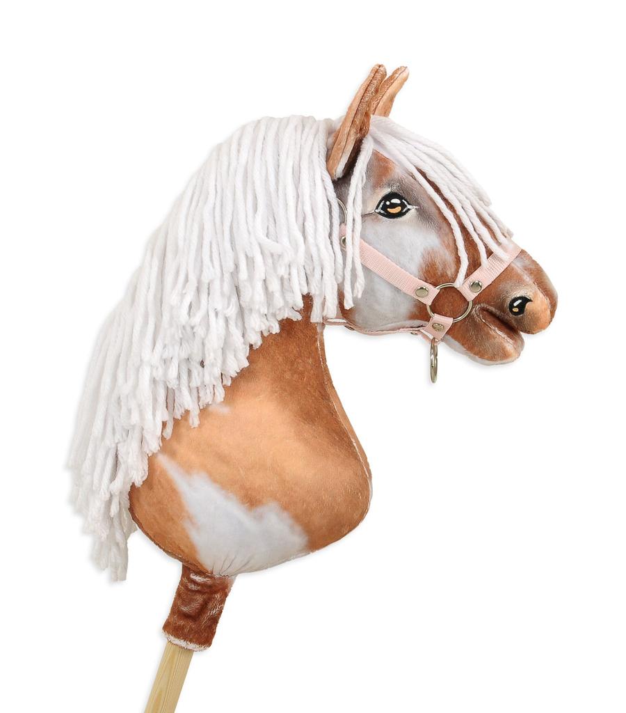 Hobby Horse Large Premium Stick Horse - Piebald Tobiano with White Mane A3