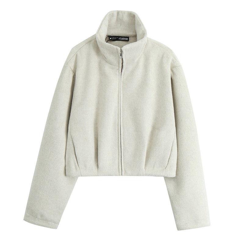 TAOP&ZA Women's Early Spring Stand-Up Collar Long-Sleeve Casual Jacket