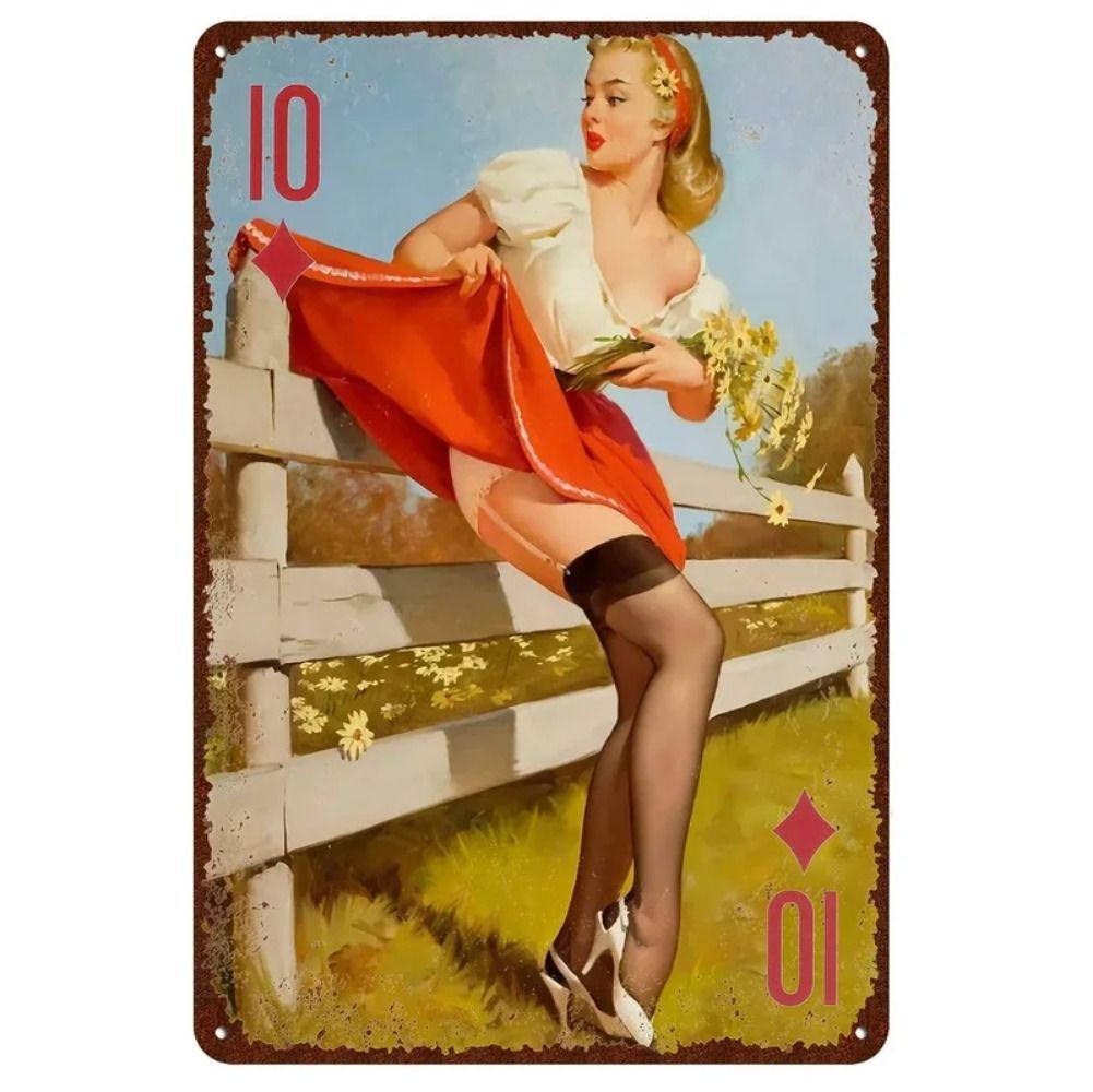 Pin-Up Girl Retro Metallwand Schild 30x20cm