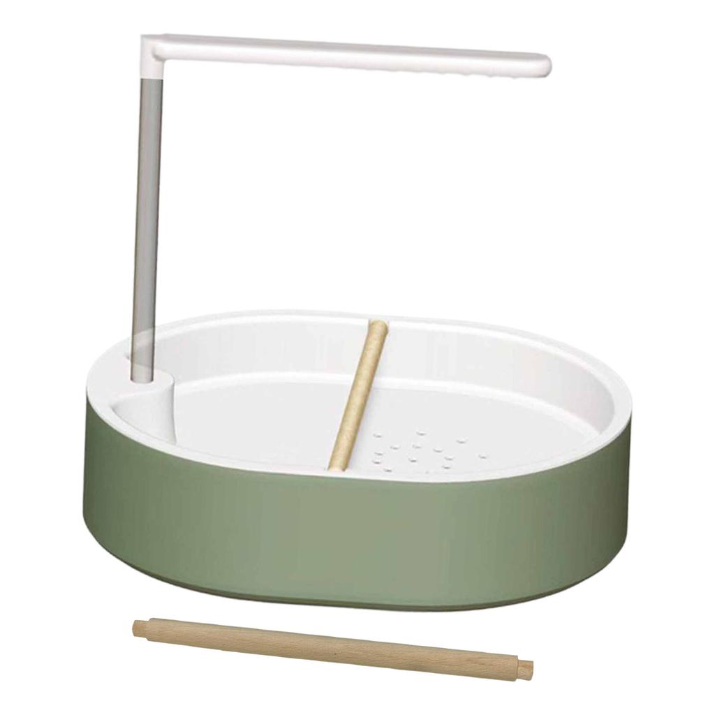 Bird Automatic Bath Shower with Wooden Perches Parrot Bathing Tub Container Cage Accessory for Cockatiel Lovebird Bird Supplies