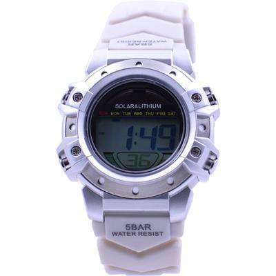 J-AXIS Pánské RSM03-S (Sluneční plamen CYBEAT) Kulaté hodinky bílé digitální