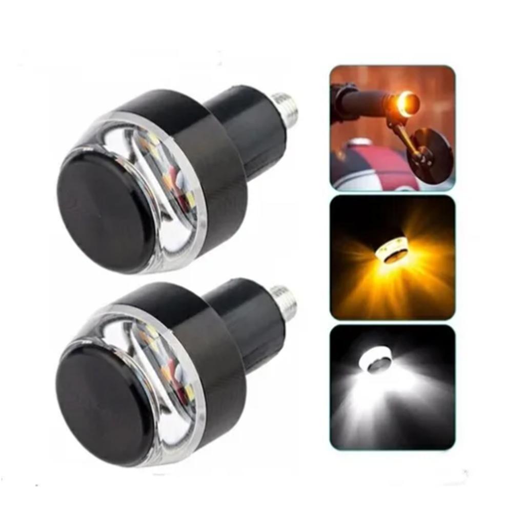 2PCS Motorcycle LED Turn Signal Light Universal High Brightness DC 12V 6000K White and Yellow Light