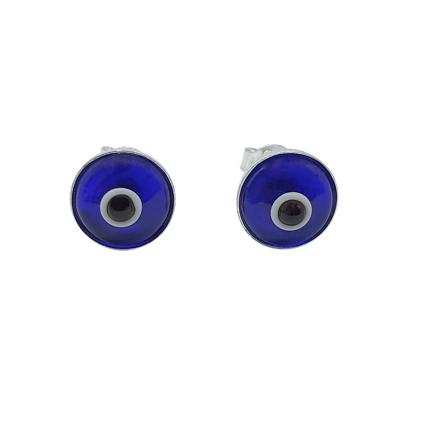 

MYSTIC JEWELS By Dalia Small Sterling Silver Evil Eye Earrings Blue -