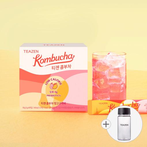 Teazen Kombucha Mango Guava 30 Sticks (Choose 1 of 11 types) + Eco Bottle, Korea Kombucha