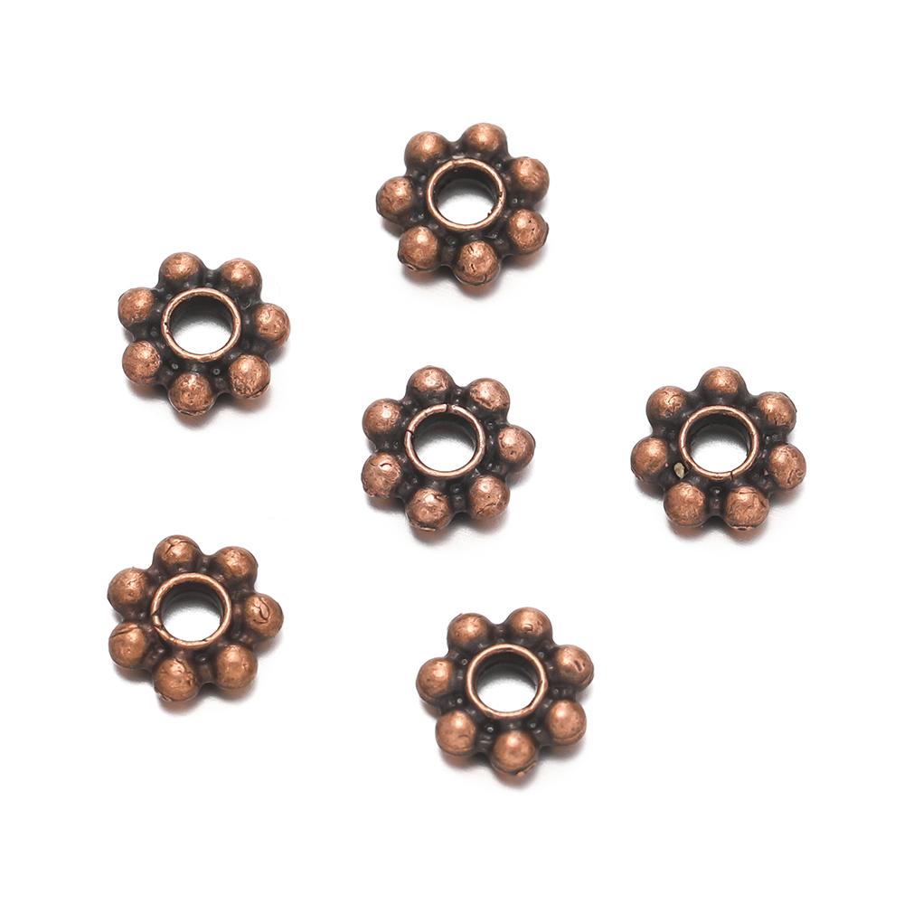 200 Stück 4/6mm Legierung Schneeflocken Perlen Blumen Abstandshalter Lose Perlen für DIY Armband Halskette Schmuckherstellung Zubehör Zubehör