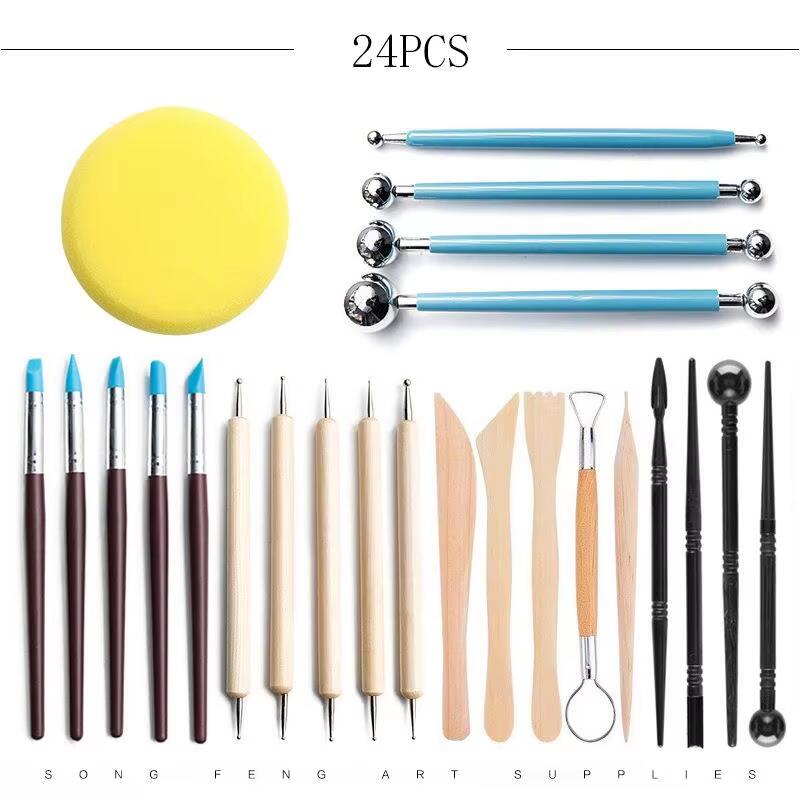 Set of 24 Tools for Sculpting with Clay, Perfect for Projects Involving Soft And Oil-Based Clays