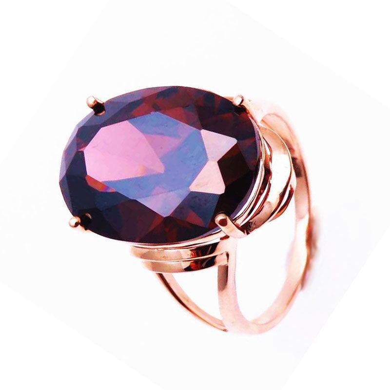Purple Gold Inlaid Egg Surface Zircon Ring Light Luxury Temperament High Sense Rose Gold Live Ring