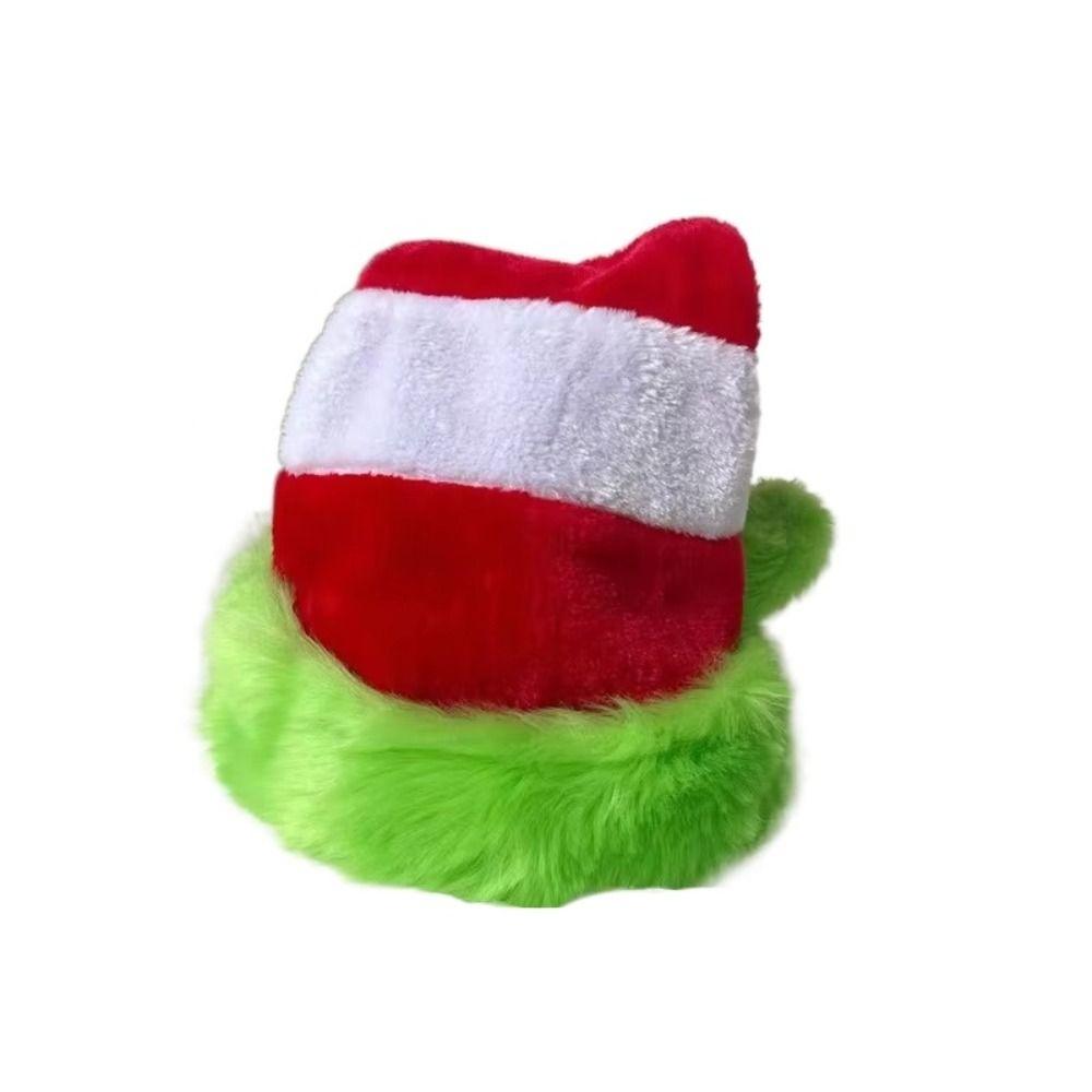 Splicing Plush Santa Caps Green Edged New Year Festive Hat For Family Christmas Hat  Woman and Man