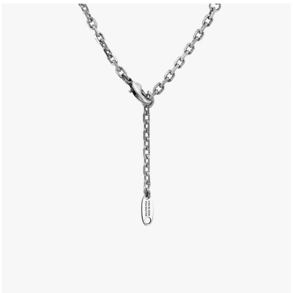 Balenciaga Ghost Engraving Logo Chain Necklace 789269 Tz25i 1407 Bb