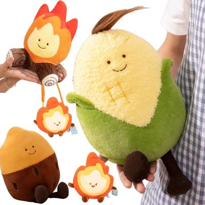 Simulation Bonfire Plush Toy Soft Shoulder Bag Stuffed Cartoon Fire Sweet Potato Corn Doll  Pillow Back Cushion Christmas Gifts