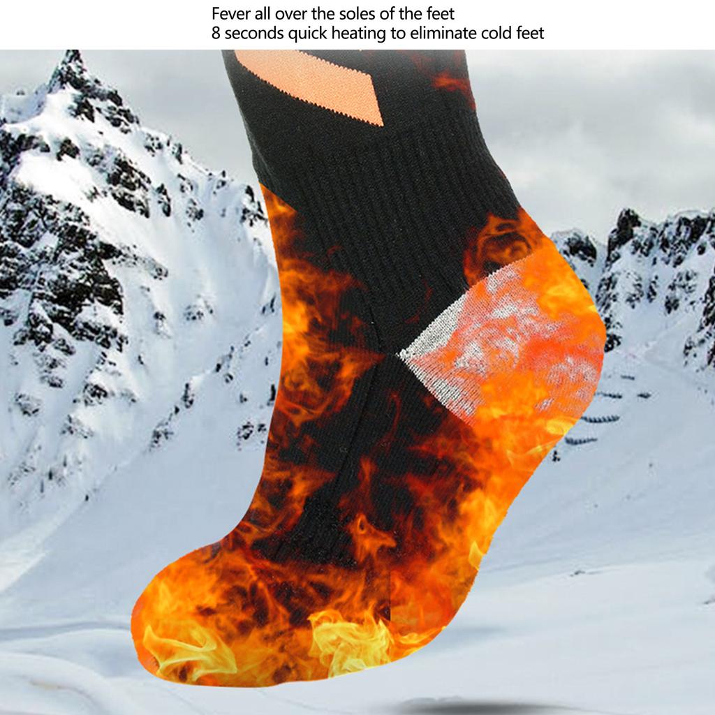 5000mAh Battery Powered Heated Socks with App Control 3 Heating Level for Winter Sports Black Stripe Electric Stockings