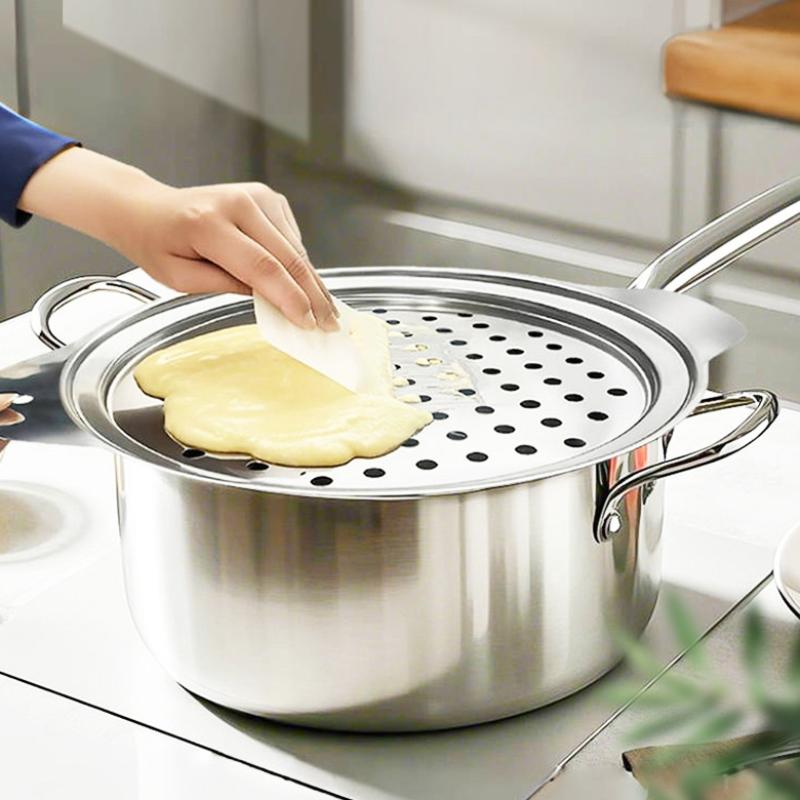 Stainless Steel Spaetzle Maker Lid With Scraper Traditional German Egg Noodle Maker Pan Pot Spaghetti Strainer