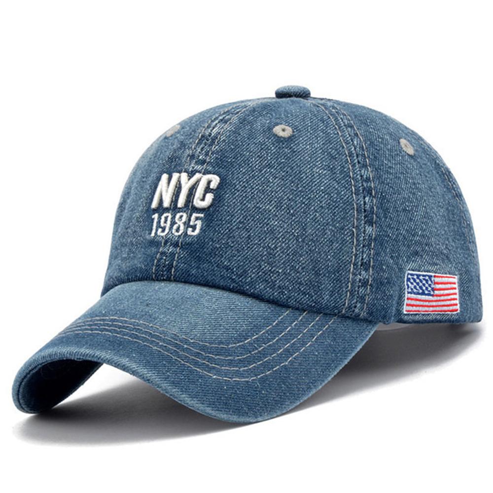 Hat men s spring and summer trendy glossy denim baseball cap baseball cap women s outdoor travel sun protection hat Adjustable