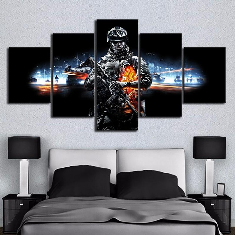

No Framed 5 Panel Battlefield Game Army Hunt Cuadros HD Wall Art Canvas Posters Pictures Paintings Home Decor for Living Room 20x35 20x45 20x55cm