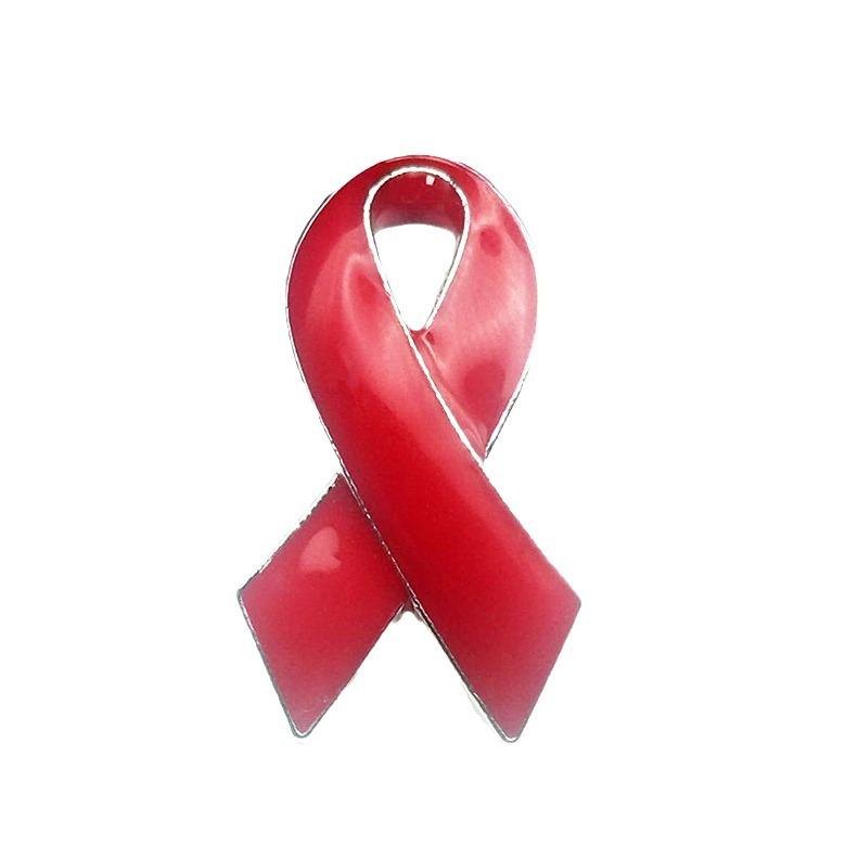 Promotional Red Ribbon Metal Badge for Breast Love Public Welfare Activity - Cross-border Brooch Pin Jewelry
