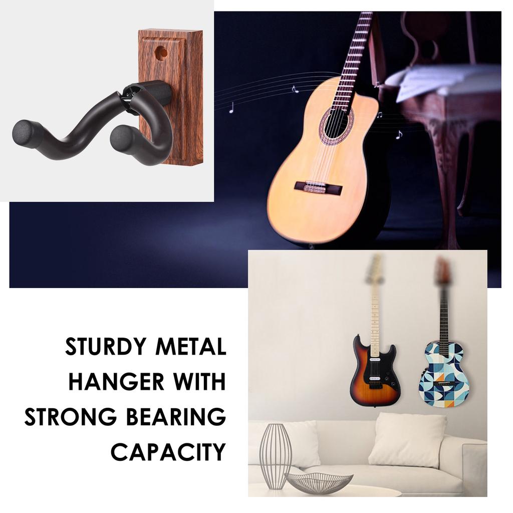 Guitar Wall Mount Hanger Hook Guitar Wall Hook Hanger Solid Sturdy Black Metal Holder Hanger Multifunction Hanger