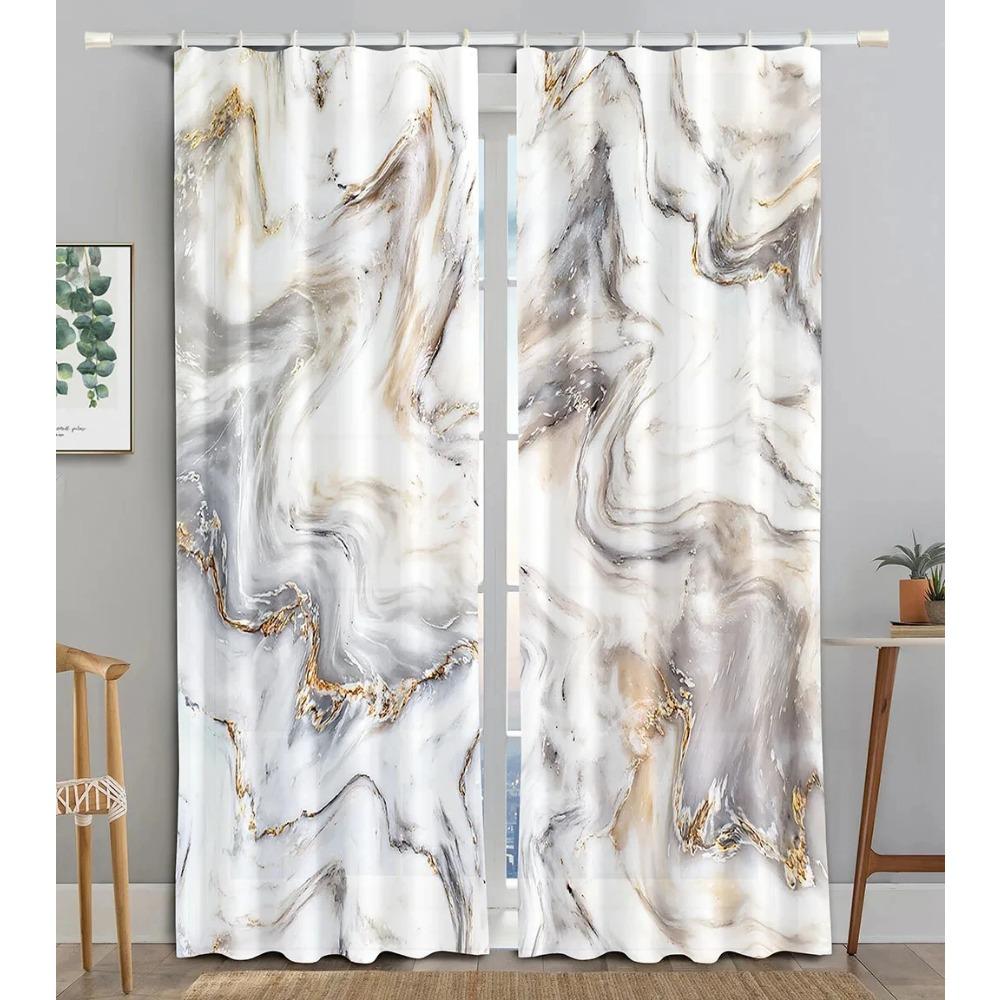 Modern Abstract Gilter Marble Texture Thick Blackout Curtains for Living Room Bedroom Various Color Patterns High Shading Drapes