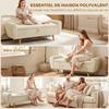 Storage Bench 73 L, Padded Corduroy Storage Chest with Armrests and Rubberwood Legs, Beige