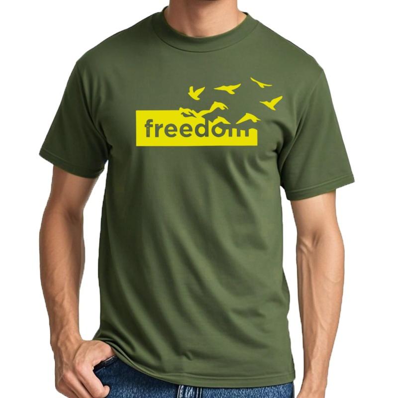 The Freedom Letter Print T-shirt for Men Funny Graphic T-shirts Large