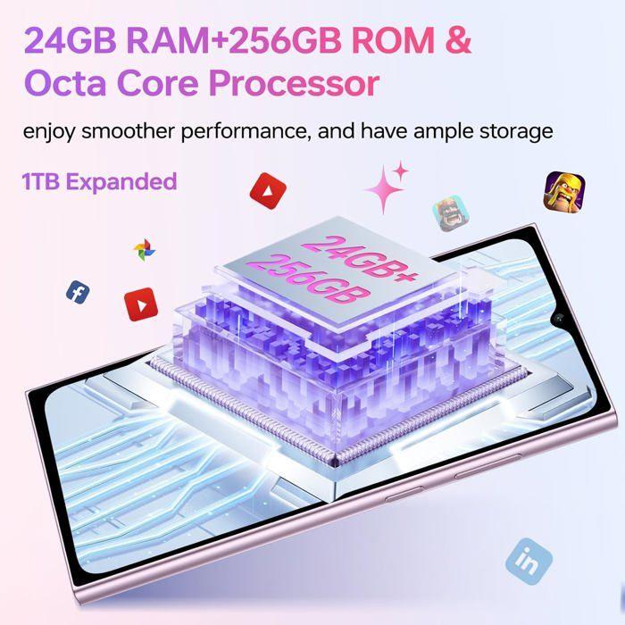 Telephone Portable OUKITEL C62 Pro 24+256GB 6,88" 5150mAh Smartphone Android 15 13MP Caméra Dual SIM 4G/Fingerprint/Face ID/NFC Or
