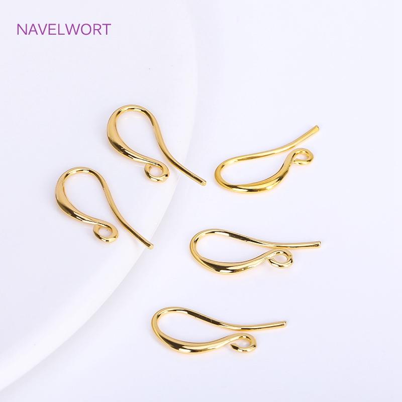 18K Gold Plated Earring Hook Ear Wire Brass Accessories For Earring Making Supplies,For Earrings DIY Jewelry Making Findings