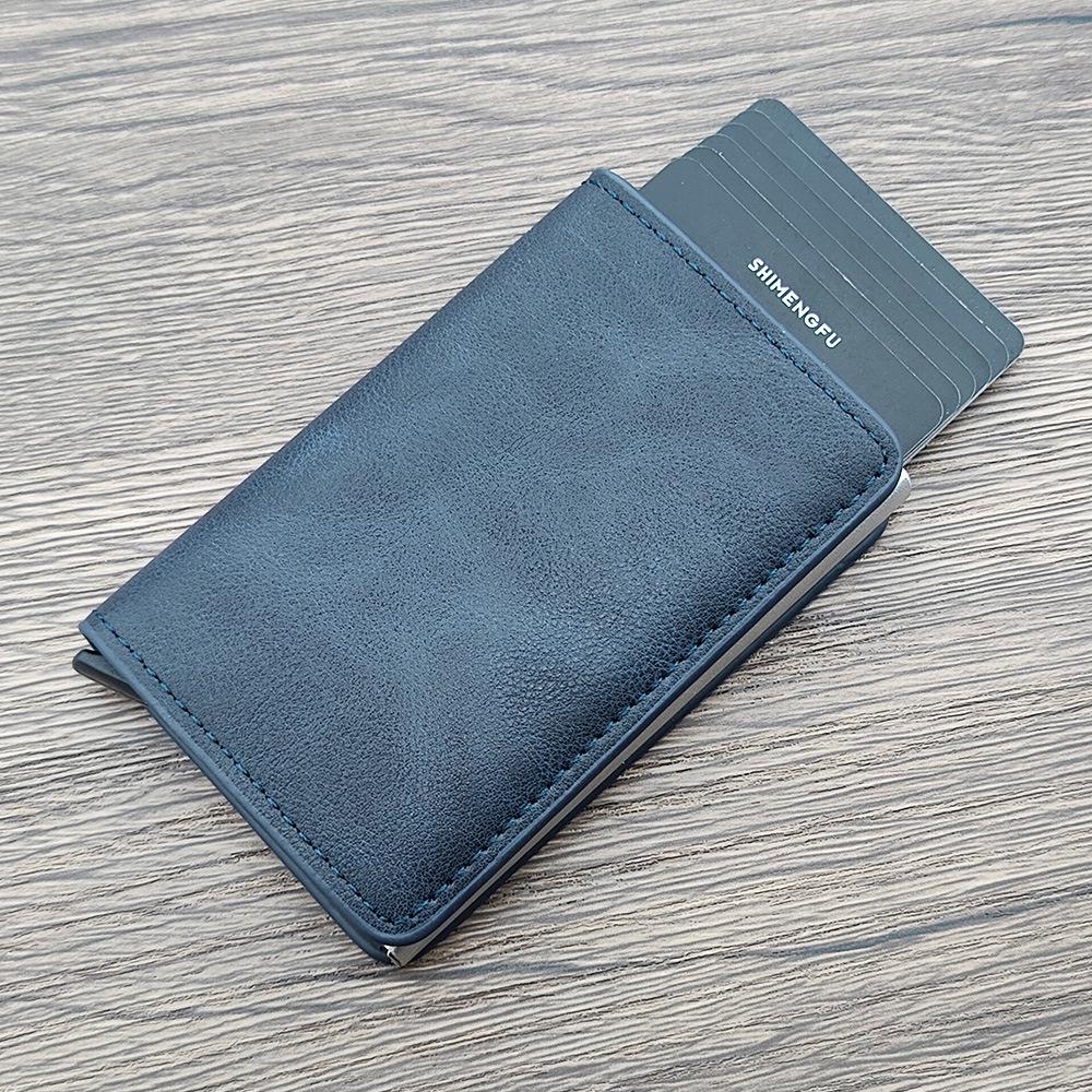 

Men s Large Capacity Minimalist Anti-RFID Metal Card Holder with Automatic Pop-Up Feature