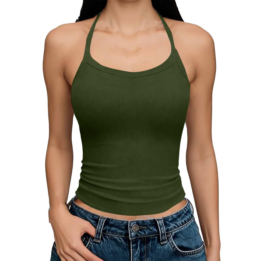 Women's Fashionable Casual -Color Fitted U-Neck Tank Top