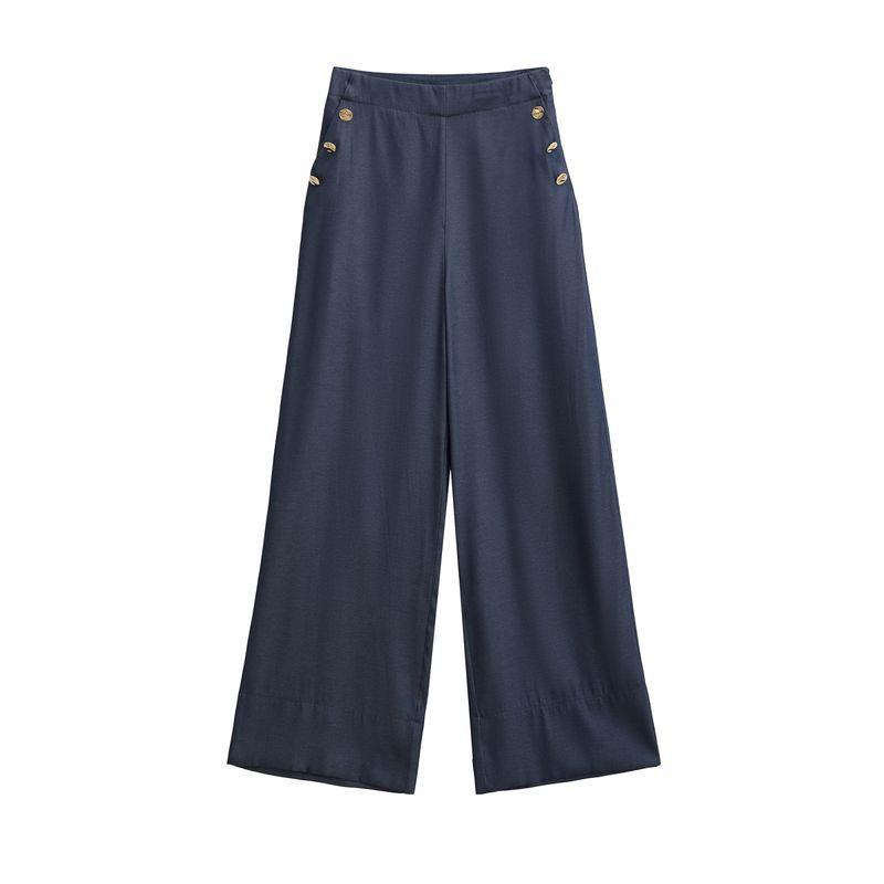 Kaslead New Women clothes Western Style Button High Waist Wide Leg Casual Trousers 7935785434