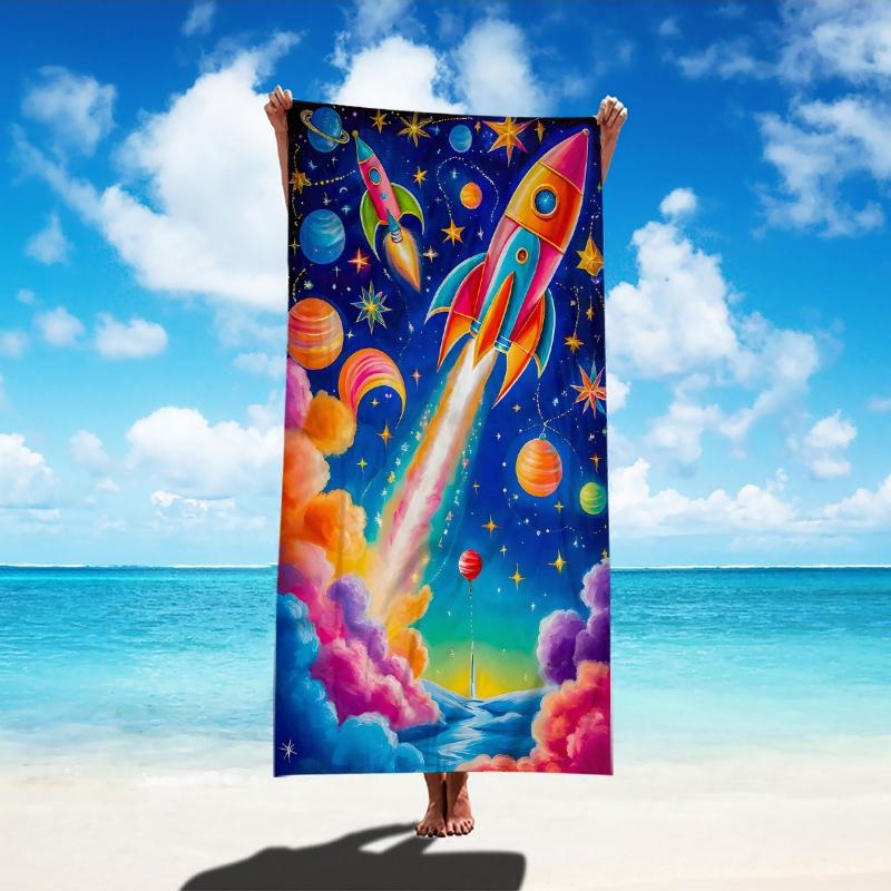 

1pc Starry Night Sky Towel with Constellation & Deep Blue Sea Design - Ultra-Fine Microfiber, High Absorbency, Lightweight Bath W40*H60(CM)