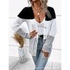 Women European American Lazy Style Striped V Neck Long Sleeve Knit Cardigan Sweater