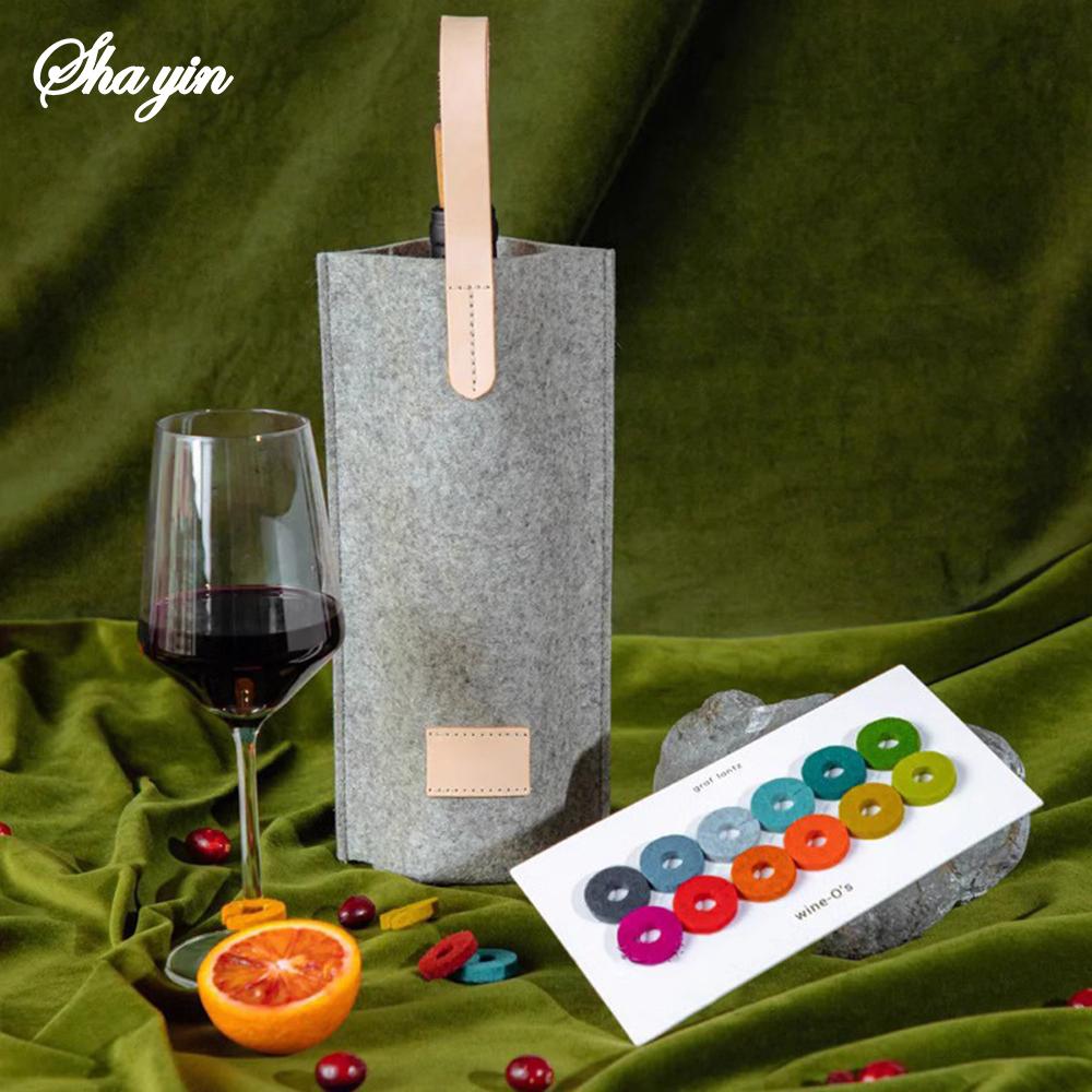 1 Stück Isolierte Weintasche Filz Einzel Flaschenträger Gepolsterte Kühltasche für Weinliebhaber Hochzeits-Weihnachts- und Thanksgiving-Geschenktasche
