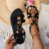 Ethnic Turmoil Bohemian Flat Sandals Women's Beaded Open-toe Shoes Roman Beach Flip-flops