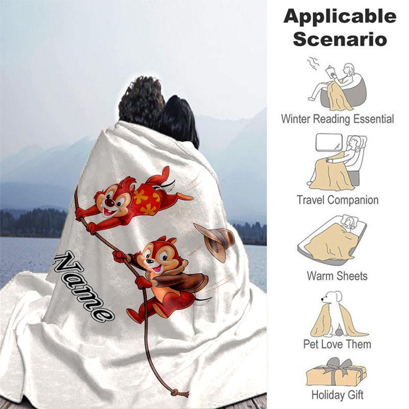 Custom 1pc Chip Dale's Festive Fun Blanket, Soft And Comfortable Blanket, Casual Warm, Camping Travel Blanket, Birthday Gift Q91013