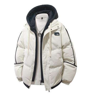 Winter New Thick Cotton Jacket for Men and Women, Versatile Casual Fake Two-Piece Hooded Puffer Jacket Trendy