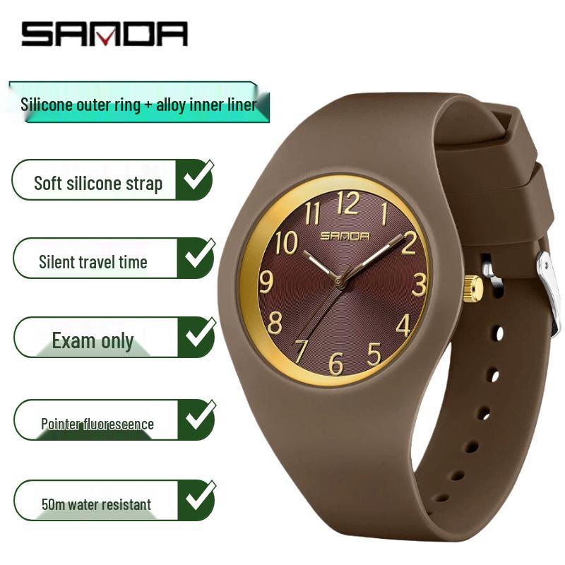 Sanda Unisex Lehké silikonové sportovní hodinky - Vodotěsné a tiché módní pro studenty