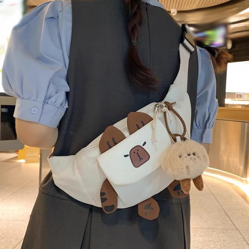 SCIONE Cute Cartoon Capibala Chest Bag 2025 New Large-capacity Fashion Leisure and Versatile Sports Students Lightweight Crossbody Bag