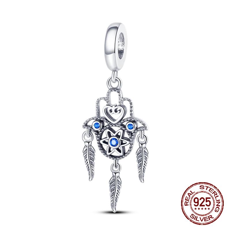 Inlaid Zircon Charm Beads Copper Color Love Heart Snake Dangle Fit Original Bracelet Charms Pendant Jewelry