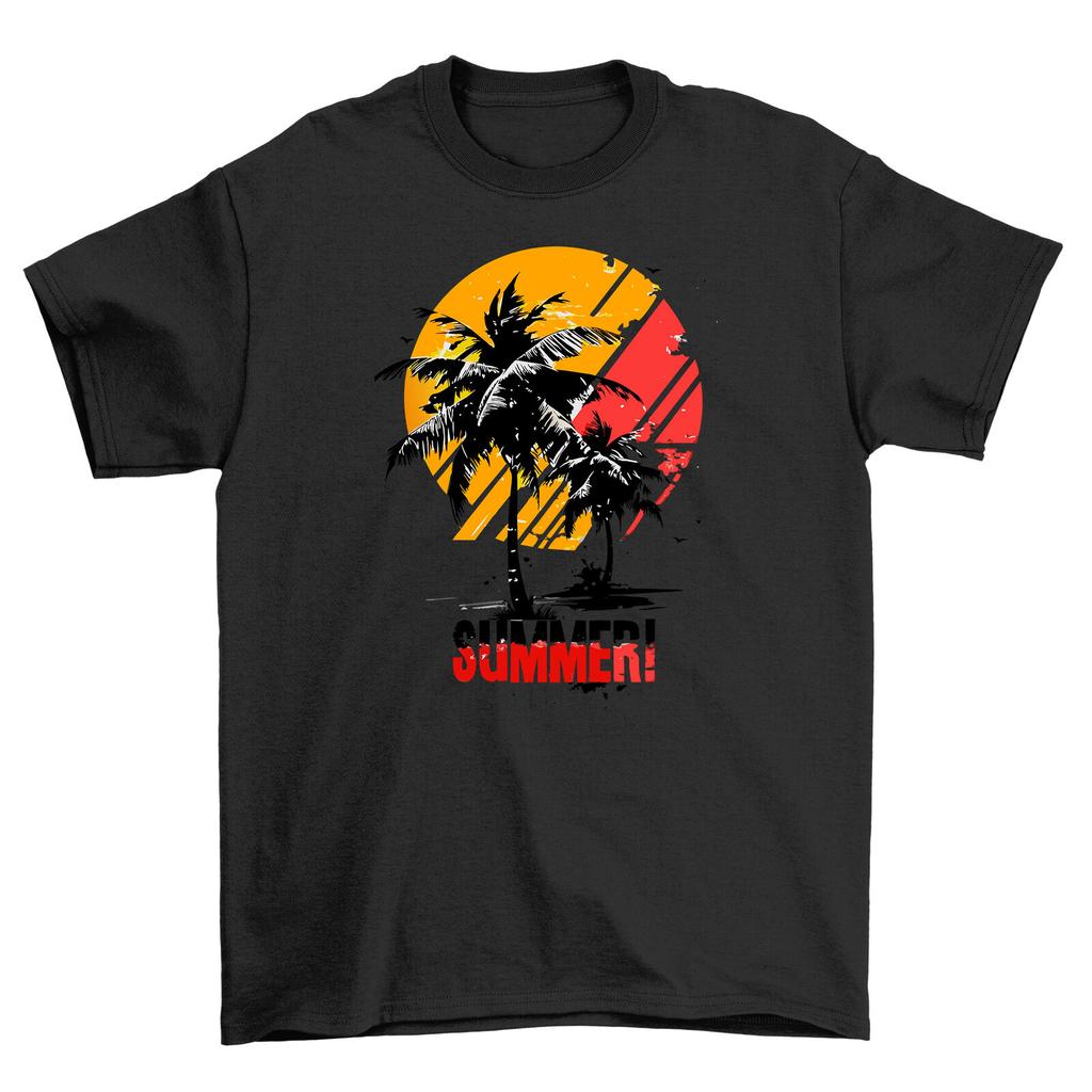Summer 100 Palm Tree feel - Funny T-Shirt Mens Womens Tees Top for Beach Lovers! Sunny design, Unisex
