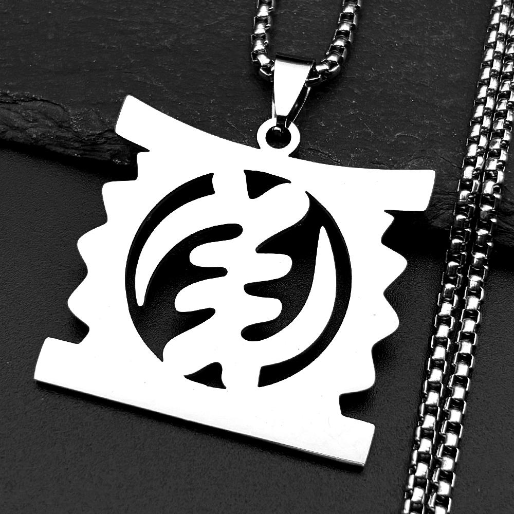 African Adinkra Gye Nyame Symbol Pendant Necklace for Women Men Stainless Steel Ghanaian Kabyle Gear Style Chain Amulet Jewelry