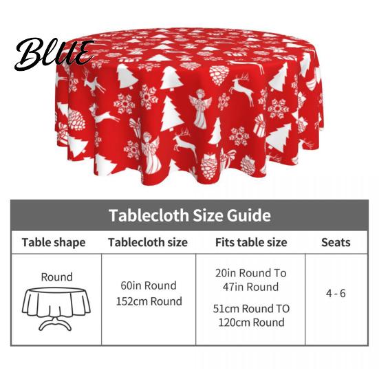 Christmas Tree Elk Decorative Dinner Prints 150cm with Holiday Tablecloth Red Round Polyester Cloth Stain-Resistant