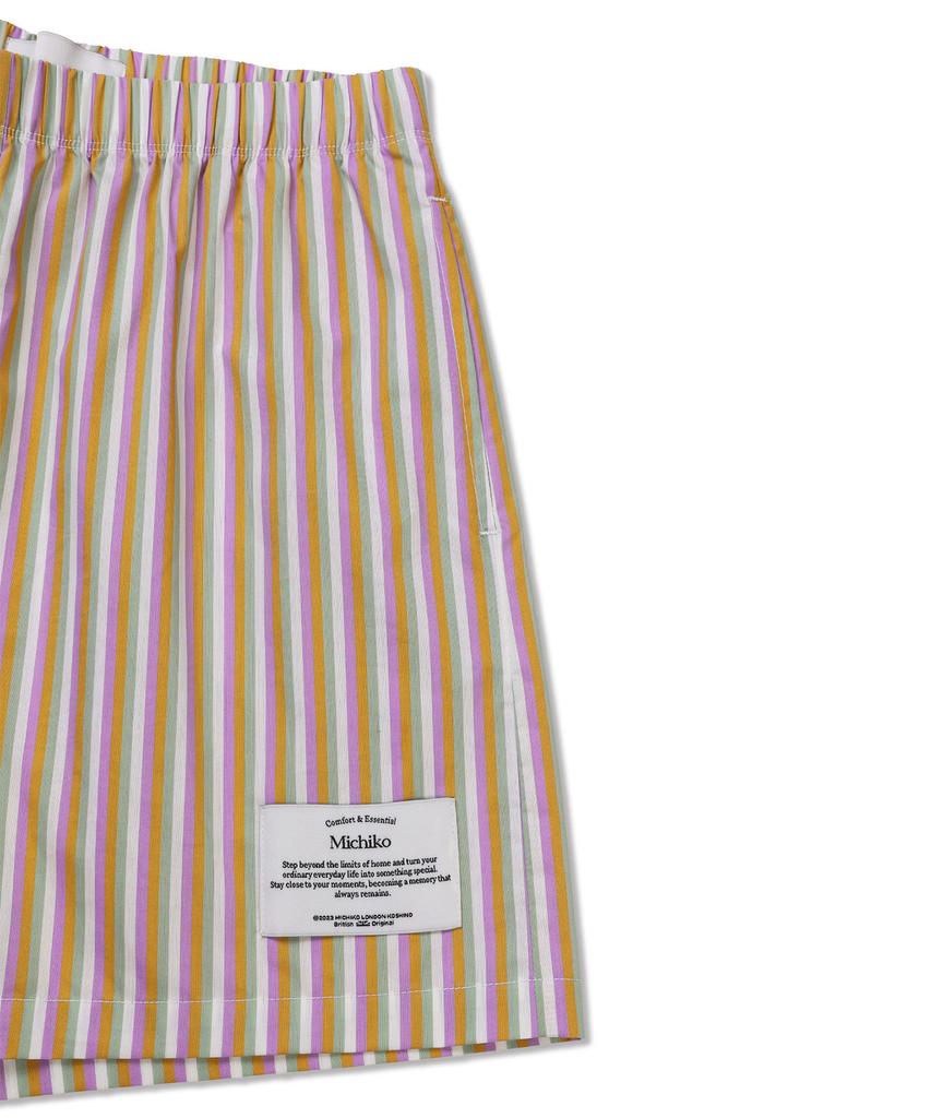 Michikoleondeonkosino Lazy One-Mile Shorts Purple Orange Stripe