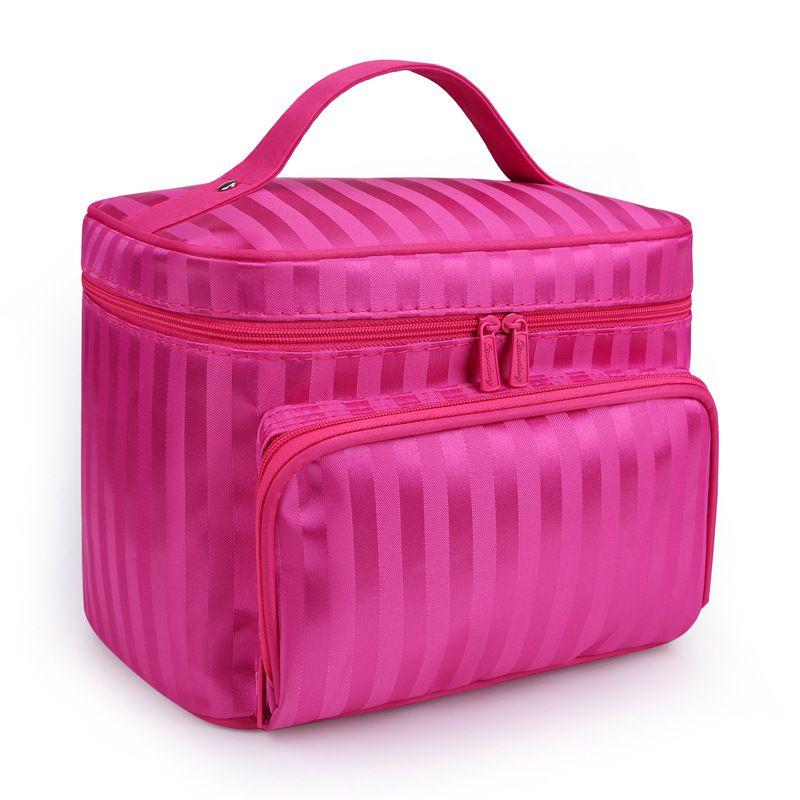 Fashionable Striped Women's Waterproof Cosmetic Bag With High Capacity