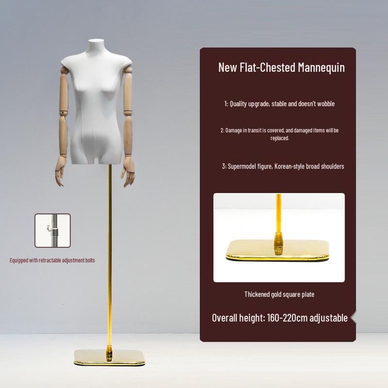 Korean Style Flat Body Female Mannequin with Wide Shoulders for Women's Clothing Display