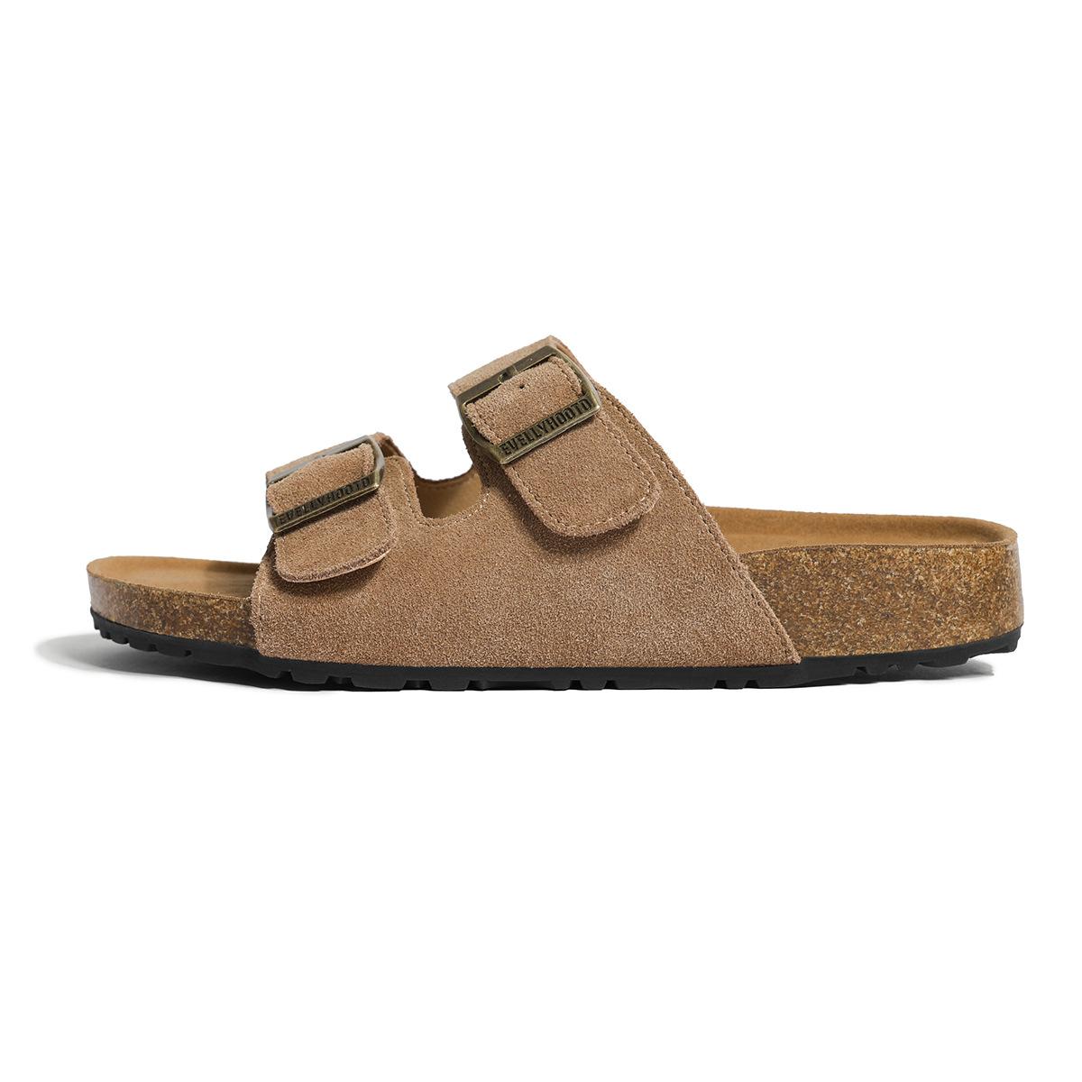 

Boken тапочки женские кожаные коровья замша нескользящие пляжные туфли 2025 лето уличные сандалии на плоской подошве Boken крутые тапочки 38