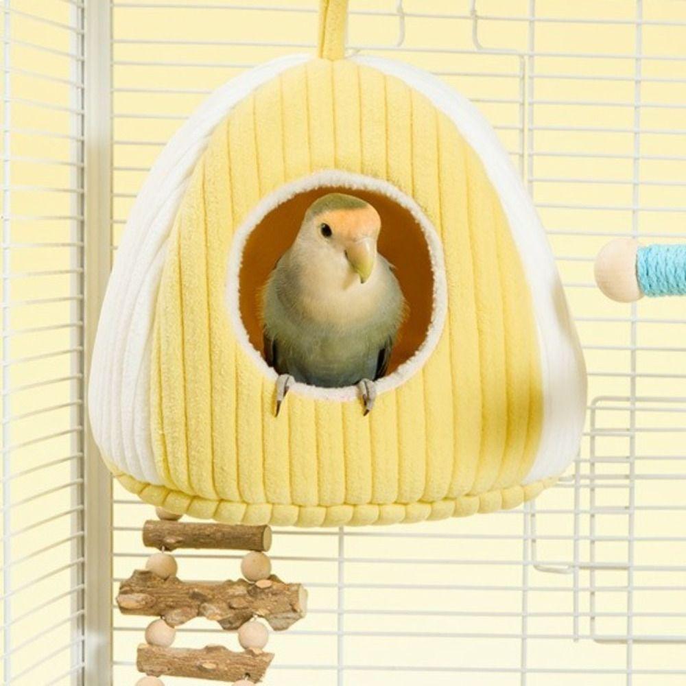 Thickened Warm Parrot Nest Soft Fleece-lined Bird Hanging Hammock Comfortable Washable Bird House for Parrots Finches Parakeet