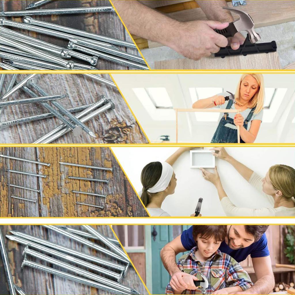 350Pcs Hardware Nails Assortment Set Picture Hanging Nails Iron Wall Nails with Box for Hanging Picture Craft Projects