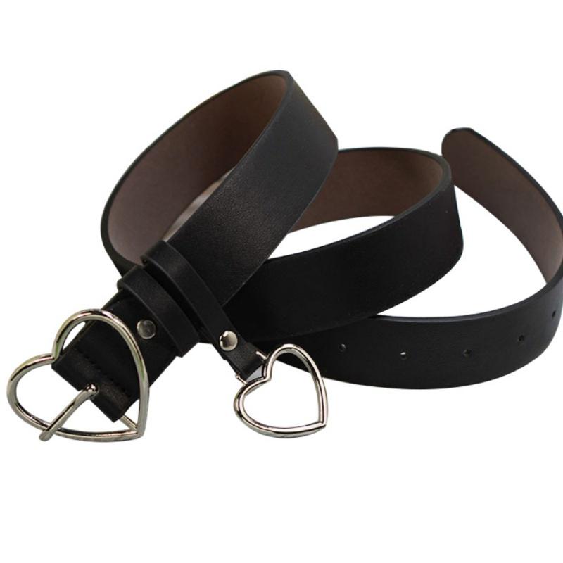 Korea Japan Style Soft Girl Love Heart Metal Buckle Pu Leather Belts Ladies Office Work Runway Belt